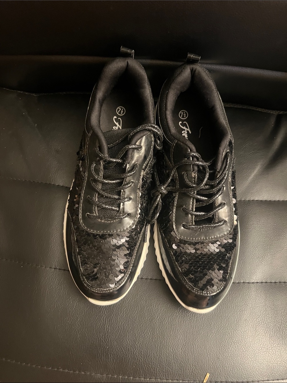 Forever 21 Black Sequin Platform Sneakers - Women
